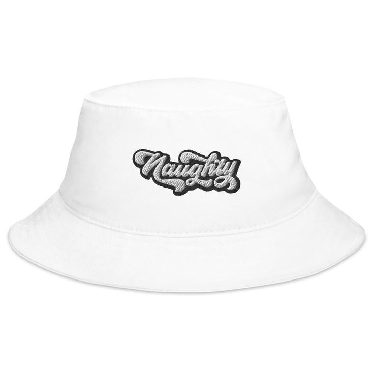 Naughty or Nice Bucket Hat keep the sun out of your eyes with this 100% cotton twill bucket hat. Cotton fabric and sewn eyelets are sure to help you stay cool during any activity, be it a stroll in the park or an intense game of sports. Also available in and most frequently bought together! • 100% cotton twill • 2.25” brim • 3.75” crown • One size fits all • Sewn eyelets for breathability Fun Cotton Hats For Streetwear, Embroidered Bucket Hat, Bucket Hat White, Hats For Sale, Custom Embroidery, Your Eyes, One Size Fits All, Cotton Twill, Bucket Hat