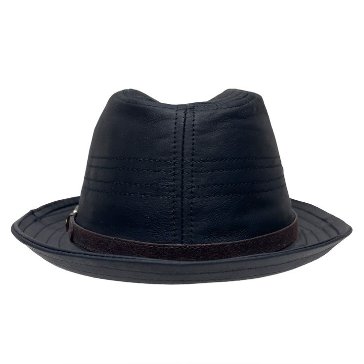 Looking for a stylish and unique leather fedora hat? Look no further than the Balboa! This hat is made from high quality leather and features a brim 1 3/4" wide and a crown 3 3/4" tall. The unique brown band adds a touch of style, while the black and brown colors make it versatile for any outfit. Leather Brim 1 3/4" Crown 3 3/4" Featherweight Sizing Info Brim 1 3/4" Crown 3 3/4" For detailed sizing info, click here to watch a short, informative video. We offer FREE EXCHANGES/RETURNS in case you American Hat Makers, Leather Cowboy Hats, 10 Dollar, Exude Confidence, Quality Hats, Everyday Outfit, Balboa, Mens Leather, Fedora Hat