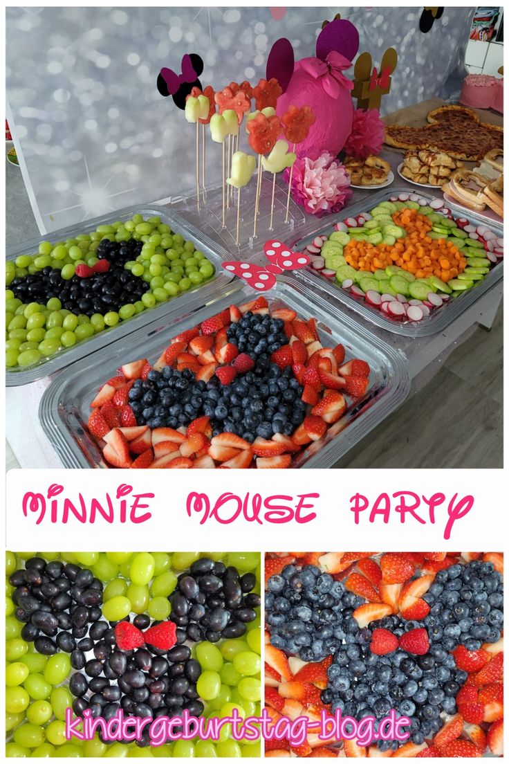 Minnie Mouse Party Essen Minnie Mouse Fruit Tray Mickey Party, Mickey Mouse Veggie Tray Ideas, Mickey Mouse Birthday Fruit Tray, Minnie Mouse Pizza, Minnie Birthday Food, Minnie Mouse Fruit Platter, Mickey Veggie Tray, Minnie Mouse Pizza Party, Disney Party Snacks Food Ideas