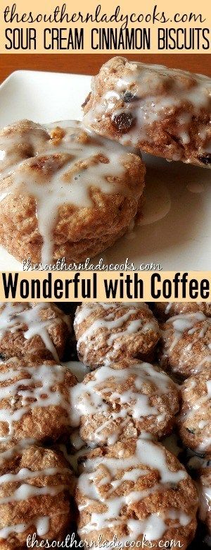 two different views of desserts with icing on them, and the words wonderful with coffee