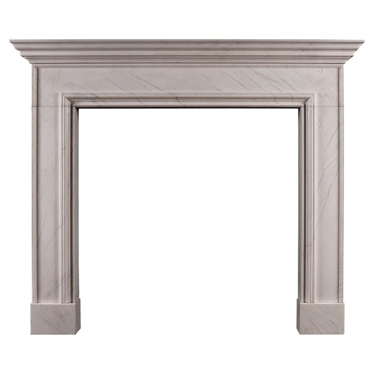 a white marble fireplace mantel on a white background