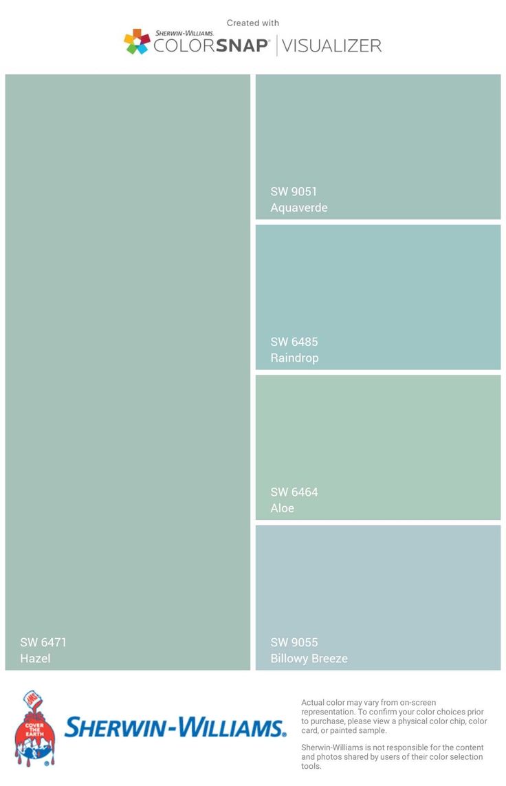 the color scheme for sheryln williams's paint swatches, including blue and green