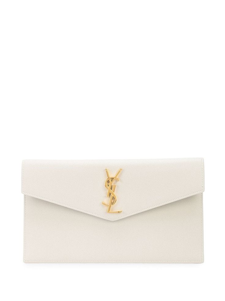 calf leather envelope design magnetic fastening internal logo patch made in Italy White Ysl Purse, Ysl Clutch Bag, White Clutch Purse, Ysl Clutch, Formal Bag, Prom Clutch, Formal Clutch, Luxury Clutch, White Clutch