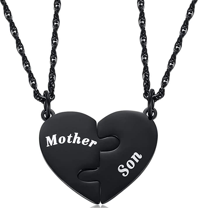 Ralukiia Mother and Son Heart Matching Necklace Set for 2, Son to Mom Gifts Mother to Boys Graduation Back to School Birthday Mother Day Jewelry Which Spells, Mother Son Gift, Father Daughter Gifts, Boy Graduation, Heart Pendent, Niece Gifts, Gifts For Aunt, Mother And Son, School Birthday