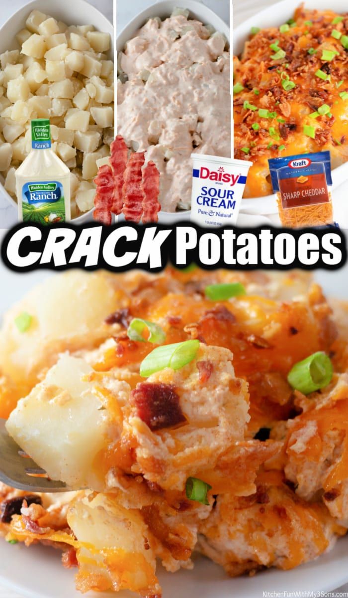 Food For Reunion, Ranch Potatoes Casserole, Hot Potatoes Recipes, Cheesy Ranch Potatoes Bake, Ranch Cheesy Potatoes, Cracked Potatoes Recipe, Tailgate Potatoes, Bacon And Potato Recipes, Tailgate Side Dishes