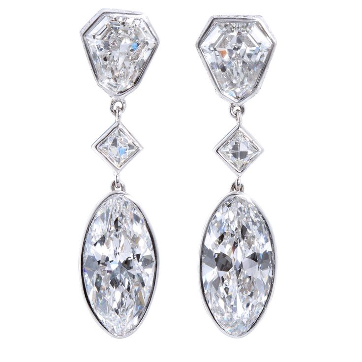 Art Deco Style Moval Diamond Platinum Drop Earrings 4 Carats Each D Internally Flawless  #VintageRings #ArtDecoRing #TMWJewelsCo #ArtDecoEngagementRing Art Deco Jewelry Rings, Bijoux Art Deco, Art Deco Jewelry Vintage, Vintage Drop Earrings, Flawless Diamond, Jewelry Styles, Retro Jewelry, Art Deco Earrings, Deco Jewelry