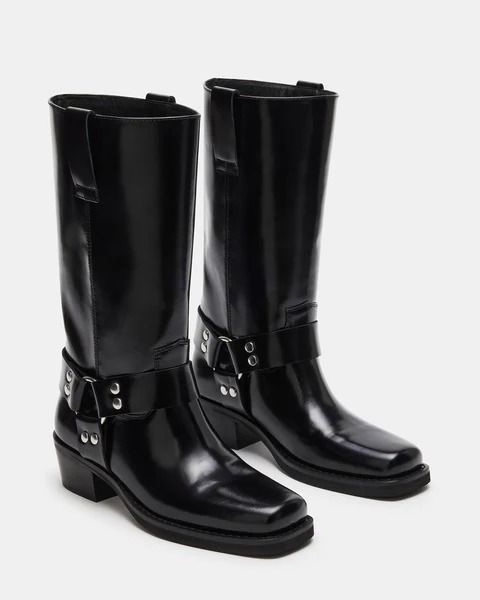 RHODA Black Leather Moto Boot | Women's Boots – Steve Madden Boots Steve Madden, What To Wear Today, Leather Moto, Moto Boots, Fall 2024, Women's Boots, Steve Madden, Bootie Boots, What To Wear