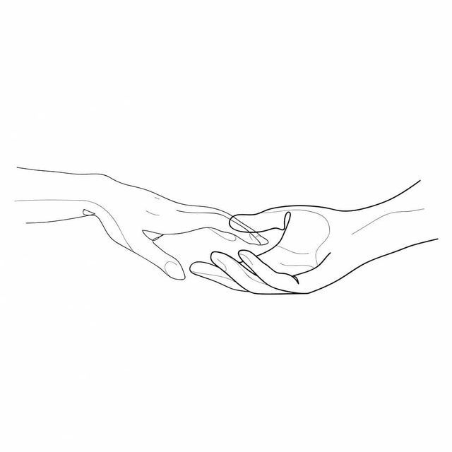 two hands reaching out towards each other with one hand holding the other's hand