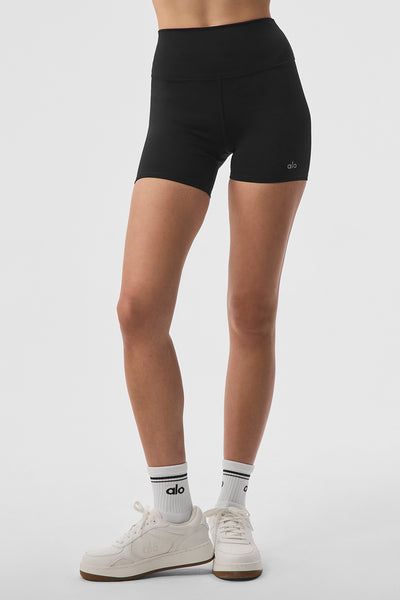 5 Basic Activewear With Built-in Shorts, Alo Yoga Stretch Bottoms With Built-in Shorts, High Stretch Athleisure Shorts Above Knee, Sporty Mid-thigh Length Biker Shorts, Trendy Fitted Athletic Shorts, Fitted Trendy Biker Shorts, Mid-thigh Length Biker Shorts, Fitted Basic Mid-thigh Length Shorts, Fitted High-waisted Athleisure Biker Shorts