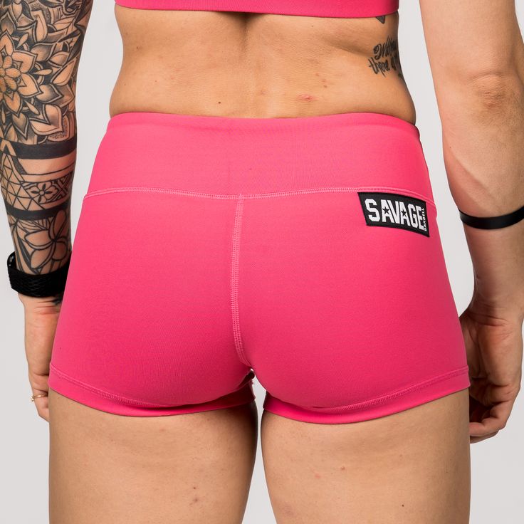 Release Date April 22nd - NEW Strawberry Booty Shorts - Savage Barbell Apparel Stretch Athletic Shorts For Jogging, Athleisure Shorts For Running, Squat Proof Athleisure Bottoms Short Length, Yoga Shorts Sweat Resistant Short Leg, Fitted Shorts For Jogging, Sporty Fitted Shorts For Jogging, Fitted Sporty Shorts For Jogging, Sporty Compression Shorts For Yoga, Functional High-waisted Athletic Shorts For Workout