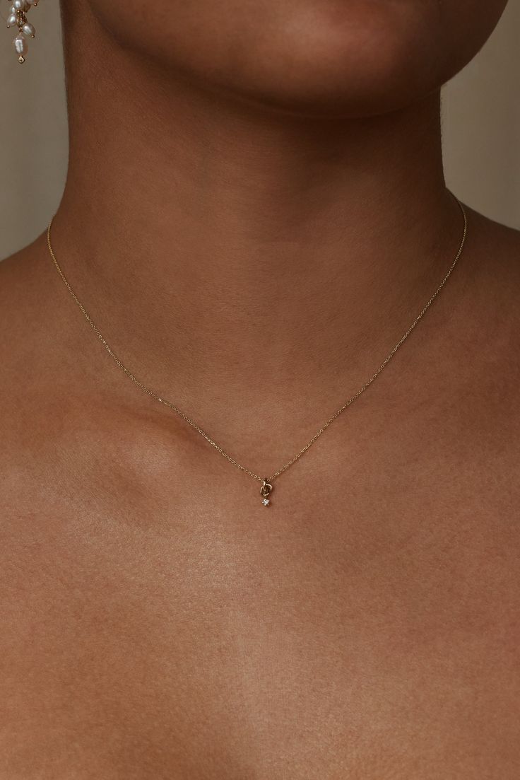 14k solid recycled goldWhite Diamond, Round Brilliant, 1.5mm, 0.015ct, Recycled | Little Ode Diamond Necklace Size 5mm 16" | WWAKE Dainty Jewelry Aesthetic, Wwake Jewelry, Gold Dainty Jewelry, Necklaces White Gold, White Stone Necklace, خواتم خطوبة, Little Necklace, Neutral Jewelry, Pinterest Jewelry