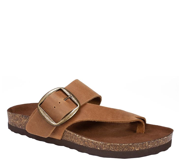 These leather sandals are the solution to your summer weekend wardrobe. From White Mountain. Casual Toe Ring Sandals With Buckle For Vacation, Casual Toe Ring Sandals With Buckle Closure, Summer Leather Footbed Sandals With Round Toe, Brown Footbed Sandals With Single Toe Strap For Summer, Summer Leather Flip Flops With Heel Loop, Leather Summer Flip Flops With Heel Loop, Leather Footbed Sandals With Round Toe For Summer, Summer T-strap Sandals With Adjustable Cork-bed Midsoles, Leather Flip Flops With Buckle Closure For Beach