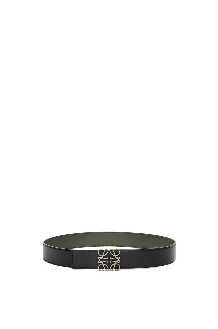 Find LOEWE Luxury Reversible Anagram Belt In Smooth Calfskin on Editorialist. Reversible belt in smooth calfskin with an Anagram buckle. *4cm wide *Five holes regulation Loewe Men, Reversible Belt, Bottle Green, Calf Skin, Buckle, Luxury Fashion, Green, Black