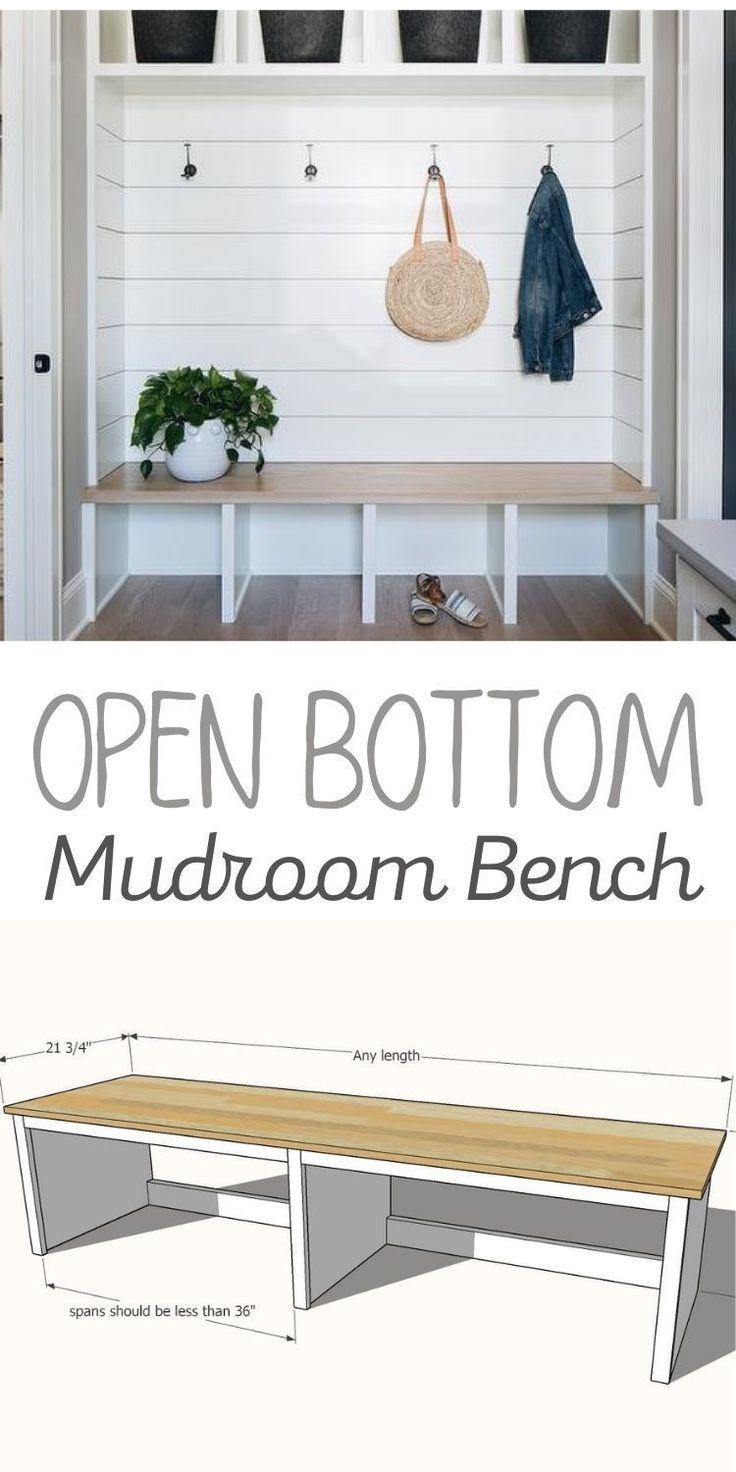 an open bench is shown with the measurements for it to be built into the wall