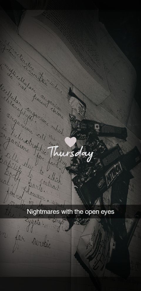 an open book with writing on it and the words, tuesday nightmares with the open eyes