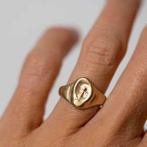 vermeil Elegant Hand Cast Signet Ring Gift, Hand-cast Yellow Gold Signet Ring As Gift, Minimalist Hand Cast Signet Ring Gift, Hand Cast Yellow Gold Signet Ring Gift, Minimalist Hand Cast Signet Ring For Gift, Hand-cast Yellow Gold Signet Ring For Gift, Oval Brass Signet Ring As Gift, Oval Signet Ring, Gold Color Ring