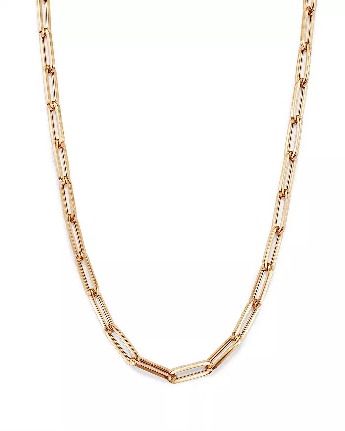 Zoe Lev - 14K Yellow Gold Extra Large Paper Clip Chain Necklace, 16" Gold-tone Paperclip Chain Necklace For Formal Occasions, Formal Gold-tone Cable Chain Necklace, Luxury Gold-tone Paperclip Chain Necklace, Gold Paperclip Chain Necklace For Formal Occasions, Formal Gold Paperclip Chain Necklace, Paper Clip Chain Necklace, Christmas 2022, Paper Clip, Gold Chains