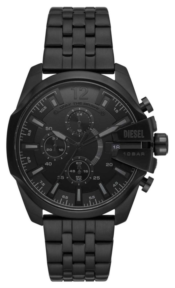 Diesel began as a denim clothing company in 1978 in Breganze, Italy. The founder Renzo Rosso wanted to create an innovative denim brand. He chose the name Diesel as diesel was considered an alternativ... Diesel Watch, Diesel Men, Black Stainless Steel, Fashion Mode, Stainless Steel Watch, Black Watch, Casio Watch, Steel Bracelet, Chronograph Watch