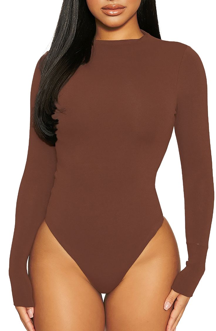 Start your look off right with this thong bodysuit that fits like a second skin and is shaped with a high neckline and extra-long sleeves. Style Name:Naked Wardrobe The Nw Thong Bodysuit. Style Number: 5990717. Sleek Long Sleeve High Stretch Leotard, Trendy Brown Long Sleeve Bodysuit, Brown Fitted Long Sleeve Bodysuit, Fitted Brown Long Sleeve Bodysuit, Sleek Long Sleeve Leotard, High Stretch Long Sleeve Bodysuit With Lined Body, High Stretch Long Sleeve Lined Bodysuit, Second-skin Long Sleeve Bodysuit With Lined Body, Second-skin Long Sleeve Lined Bodysuit