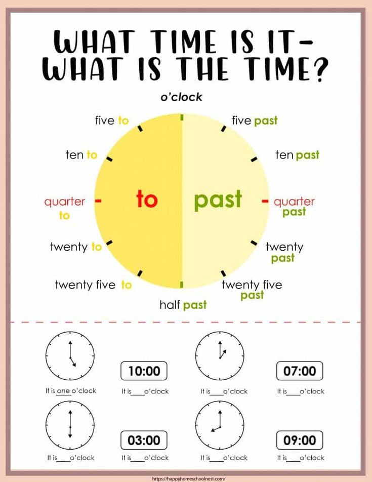 what time is it? with the words to past and two different times on each side