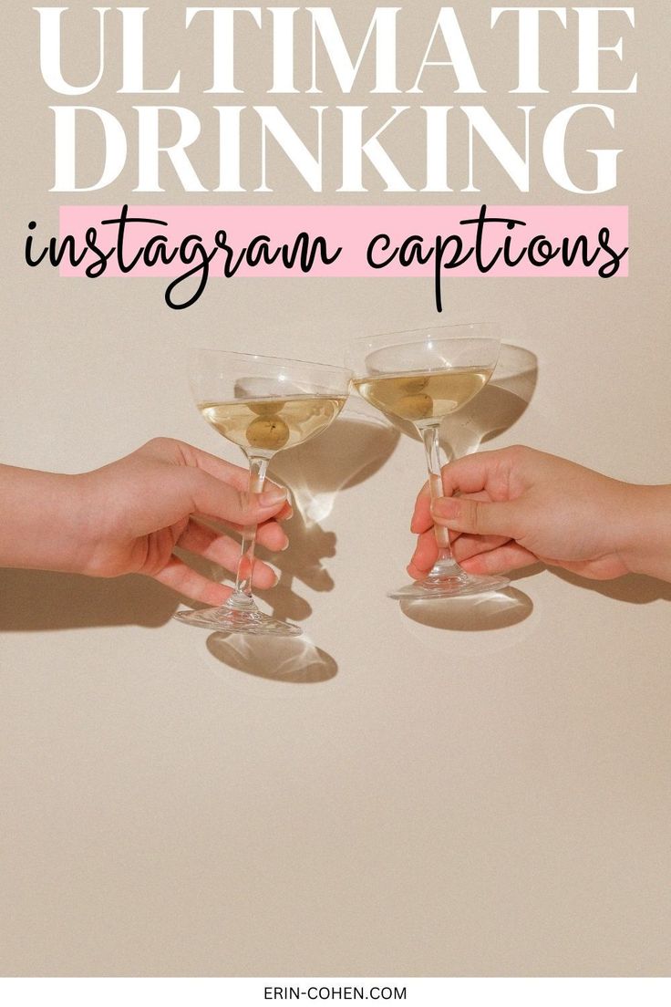 two people toasting wine glasses with the words ultimate guide to drinking instagramn captions