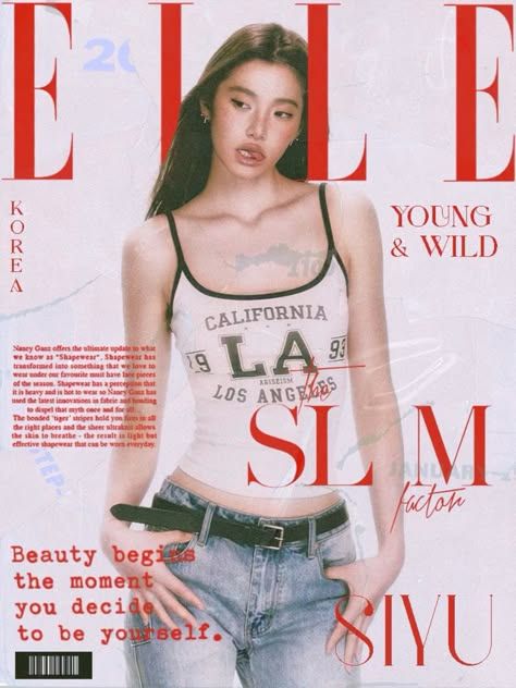 a magazine cover with a young woman wearing jeans