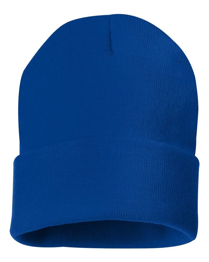 Colorblocked 12" Cuffed Beanie - ROYAL BLUE - ONE SIZE | Sportsman 12" Solid Cuffed Beanie Hat in Royal Blue | Acrylic Slouchy Style, Cuffed Beanie, Knit Beanie Hat, Pom Beanie, Leather Patches, Knit Scarf, Knit Beanie, 50 50, Chunky Knit