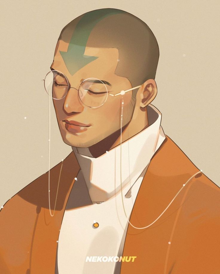 a man with glasses and an orange jacket