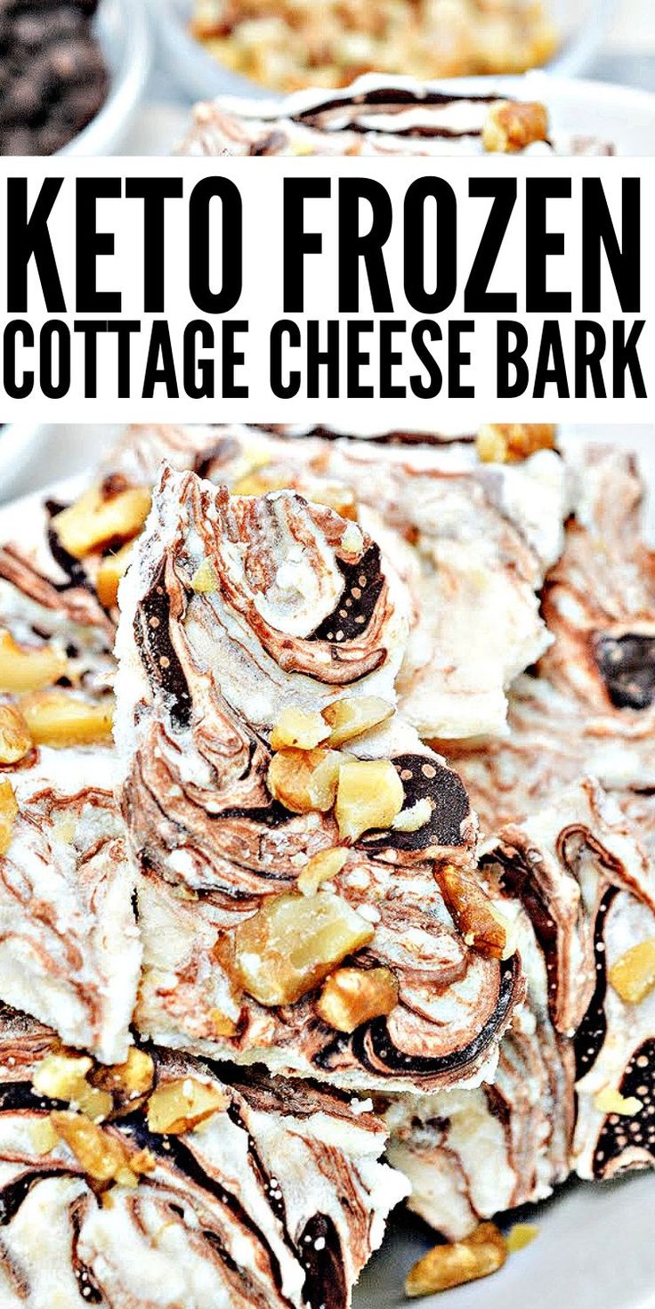 keto frozen cottage cheese bark on a plate