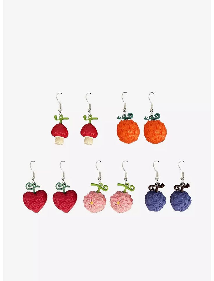 One Piece Devil Fruit Charm Earring Set One Piece Earrings, One Piece Jewelry, One Piece Devil Fruit, Devil Fruit, Supergirl Superman, Hello Kitty House, Exploding Kittens, Emily The Strange, The Last Unicorn