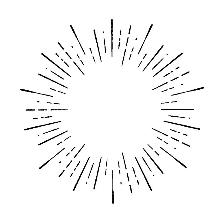 a black and white drawing of a sunburst in the middle of it's frame