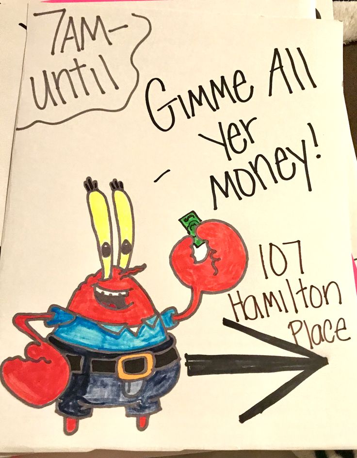 a drawing of a cartoon character holding an apple with the words gummie all for money written on it