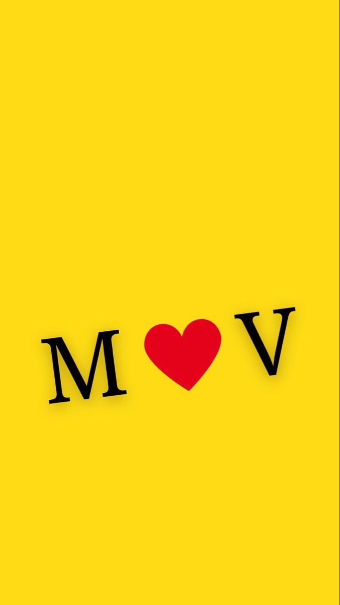 the word mov is written in black and red on a yellow background with a heart