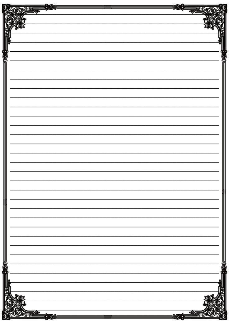 a black and white lined paper with ornate border