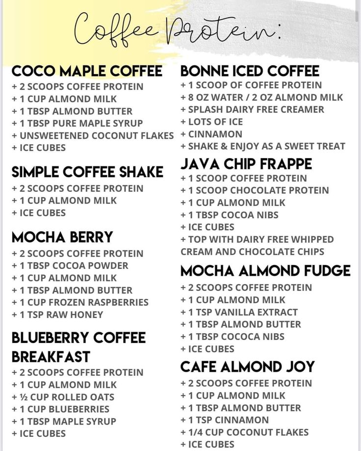 the coffee protein list is shown in this image