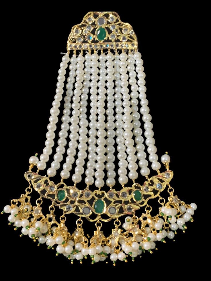 Ready to ship jhoomar made using shell pearls length is 5.5 inches ships in 1-2 business days from Levittown Pennsylvania Levittown Pennsylvania, Pennsylvania, Shells, Ships, Green