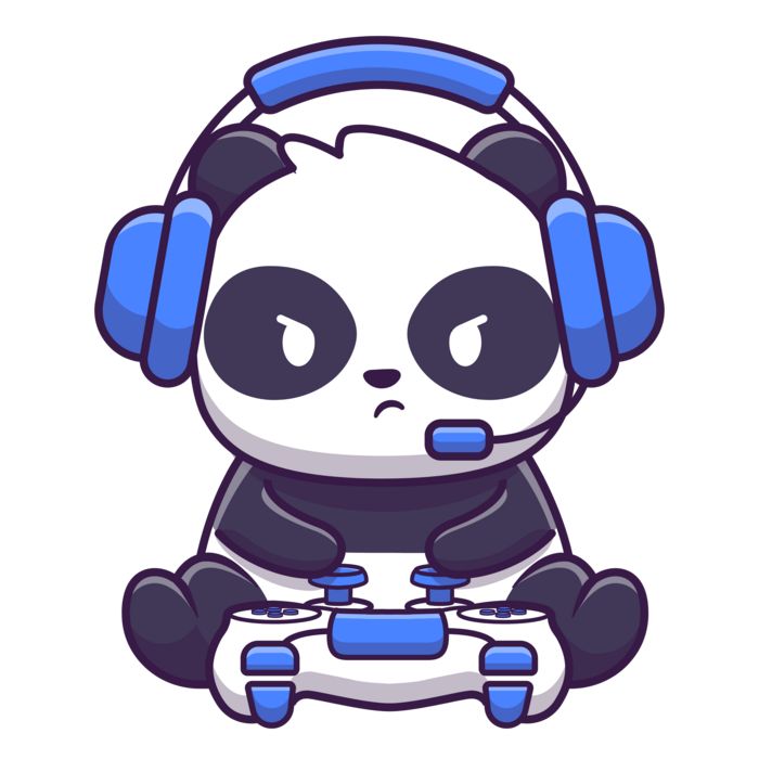 a panda with headphones sitting on top of a skateboard