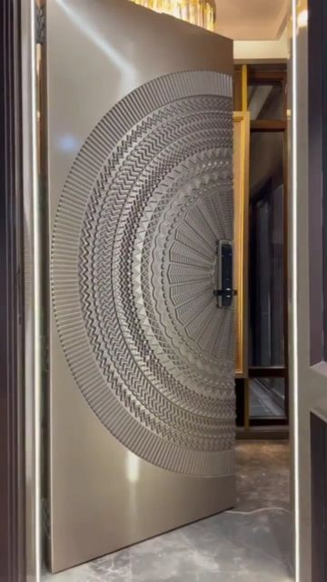 an open door with a circular design on it