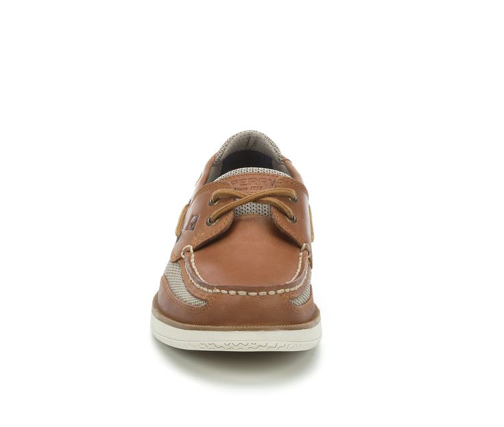 Stylish leather and fabric combination upper,Slip-on design,Moc stitched toe,Memory Foam comfort insole,Vulcanized rubber midsole,Wave Siping wet/dry rubber traction outsole,Breathable shoe lining,2 eye lace-up closure with metal eyelets,360 degree lace detail for added style,Sperry® branding details | Men's Sperry Surveyor 2 Eye Boat Shoes in Dark Tan Size 11.5 Wide Sporty Lace-up Boat Shoes With Rubber Sole, Lace-up Synthetic Boat Shoes With Rubber Sole, Synthetic Lace-up Boat Shoes With Rubber Sole, Lace-up Boat Shoes With Leather Sole, Leather Sole Lace-up Boat Shoes, Lace-up Boat Shoes For Boating, Low-top Leather Boat Shoes, Low-top Leather Boat Shoes For Outdoor, Sporty Leather Boat Shoes With Rubber Sole