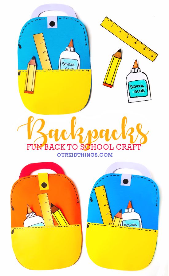 Back to School Backpack Craft Backpack Art Preschool, School Bag Craft Preschool, New School Year Crafts, Backpack Craft For Toddlers, In My Backpack Back To School, Kids Back To School Crafts, Start Of School Crafts For Preschool, My School Theme Art And Craft For Preschool, School Bag Craft For Kids