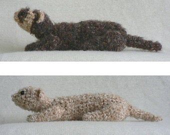 two pictures of stuffed animals, one is an otter and the other is a sea otter