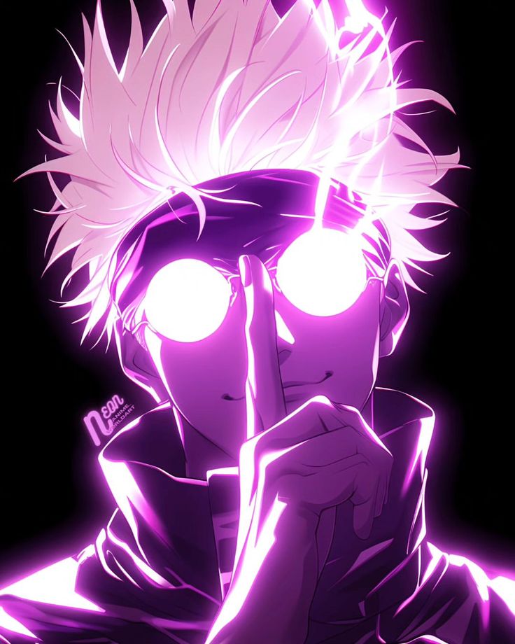 an anime character with white hair and glowing eyes