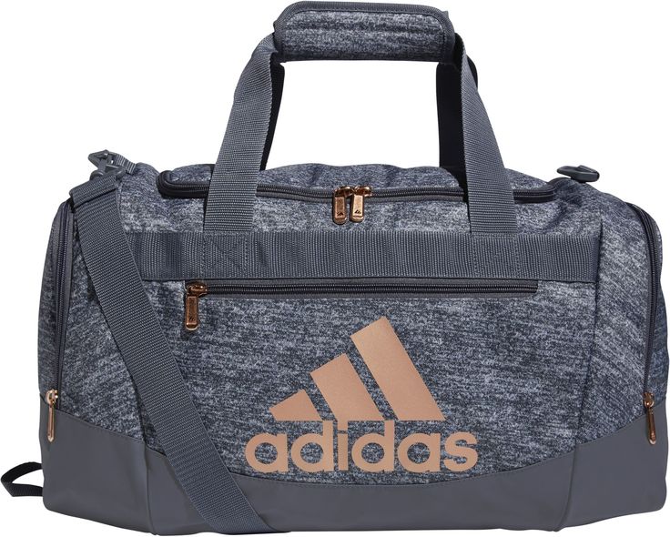 Keep your options open with this adidas duffel bag. Ready for whatever workout your trainer throws at you, this small-size bag lets you easily pack up your gear thanks to a roomy main compartment and zip pockets at the ends. A pad on the carry strap keeps things comfortable even when your bag feels heavy. Fit & Design: Dimensions: 20.5" x 11" x 11.75" Volume: 44.5 L Durable fabric Front zip pocket and end zip pockets Adjustable detachable shoulder strap with movable pad Dual carry handles with p Small Duffle Bag, Easy Packing, Grey Adidas, Adidas Online, Sport Bag, Duffel Bag, Small Bags, Luggage Bags, Backpack Bags