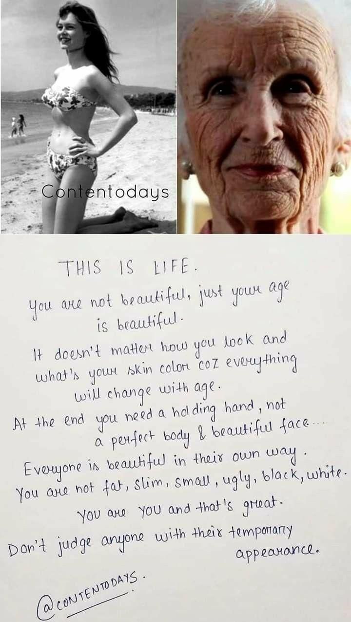 an old woman's letter to someone on the beach with her picture and caption