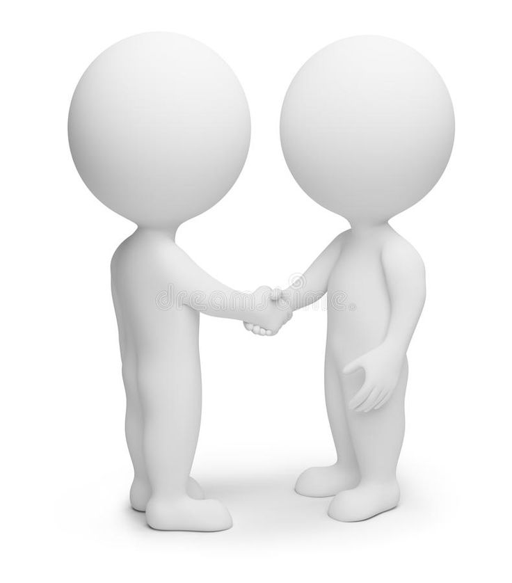 two 3d people shaking hands with each other