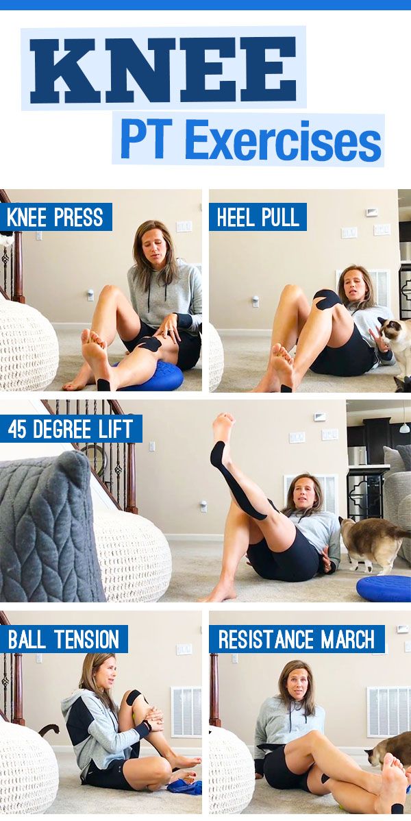 the instructions for how to do knee exercises are shown in this poster, which includes pictures of