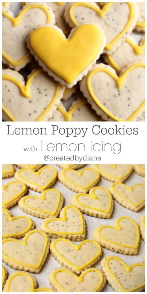 lemon poppy cookies with lemon icing are the perfect treat for valentine's day