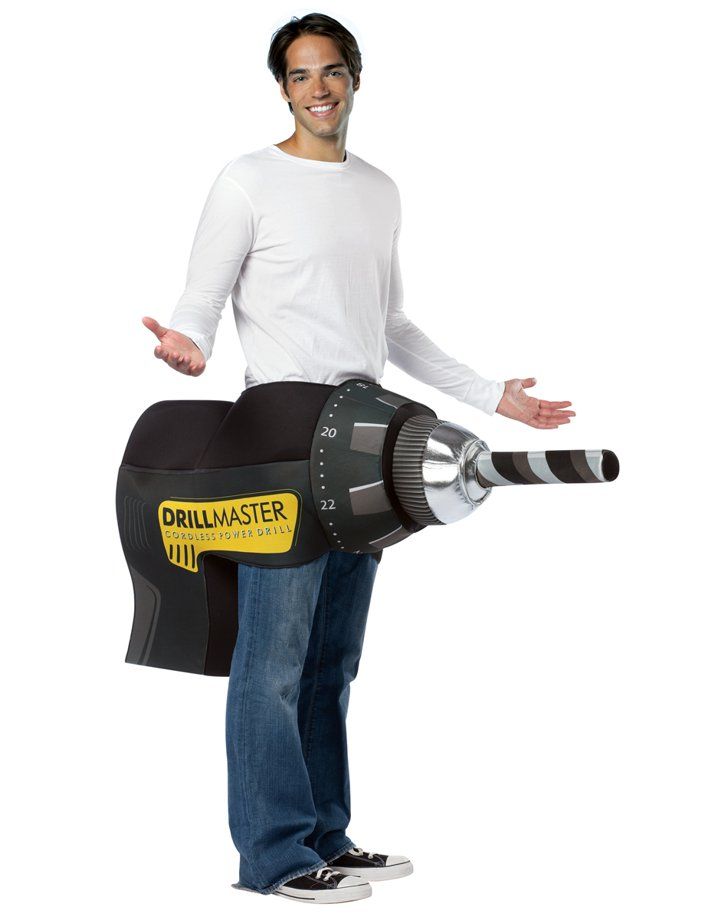 a man is holding a drillmaster costume