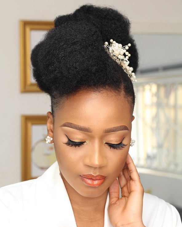 35 Wedding Styles for Natural Hair 👰🏿 | Unruly Hair Wedding Guest, Styles For Natural Hair, Black Wedding Hairstyles, Natural Wedding Hairstyles, Natural Hair Bride, Half Up Half Down Hair Prom, Braided Updo Wedding, Prom Hair Down, Braided Cornrow Hairstyles