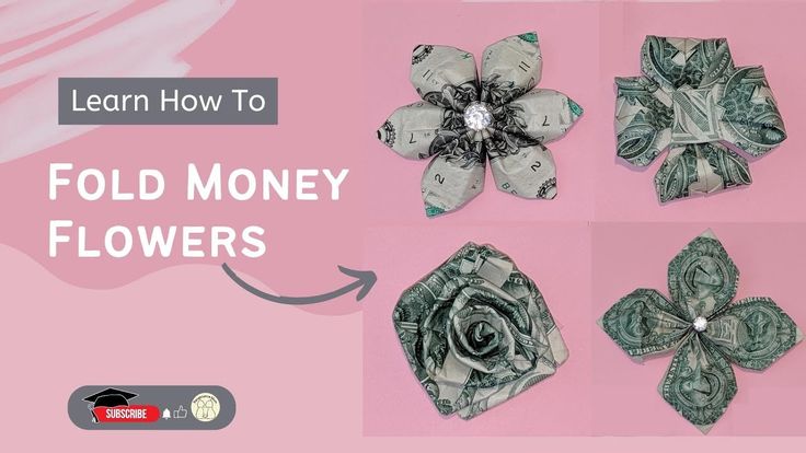 how to fold money flowers with instructions for making them look like they are made from dollar bills